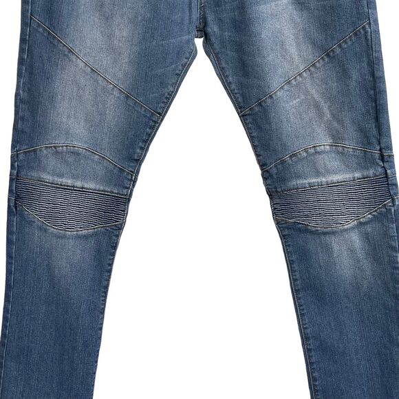 CJ Black SZ 38/32 Skinny Flex Jeans Medium Wash Whiskered Pockets Zip-Fly Mens - Picture 2 of 13